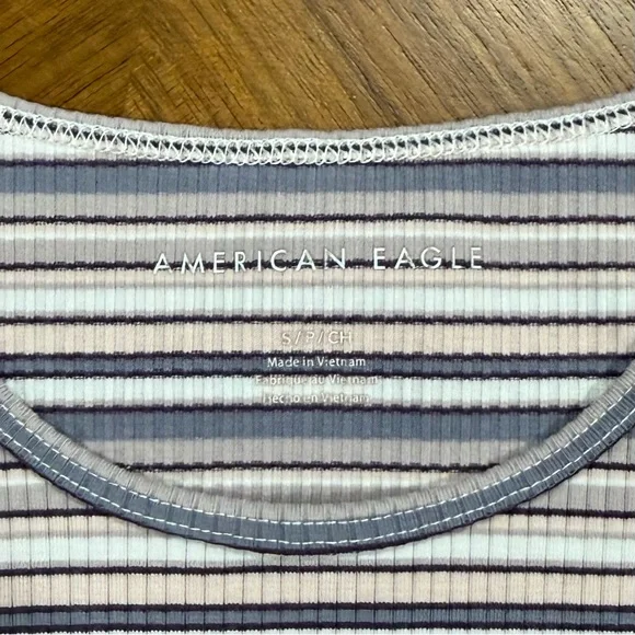 American Eagle Striped Ribbed Crop Tank Top - Picture 4 of 4
